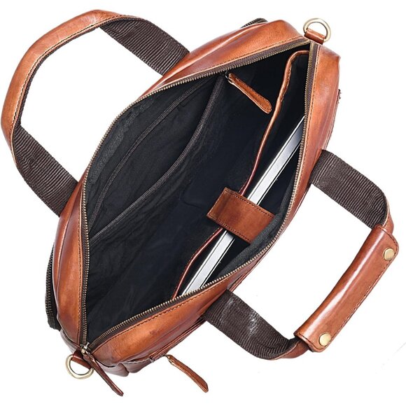 ⚡Men and Women Vintage Tan Oak Leathers Laptop Briefcase Messenger Bag - Picture 9 of 9